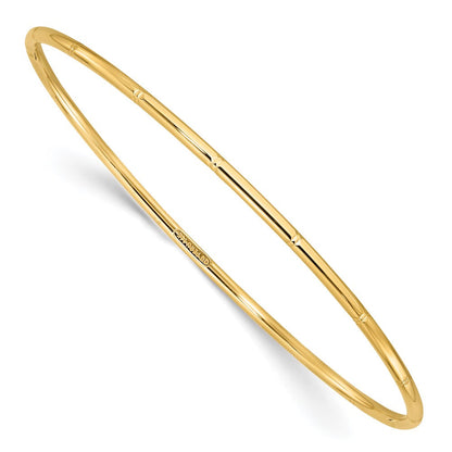 14K Gelbgold 2.00mm Diamantiert Poliert Schieber auf Armreif