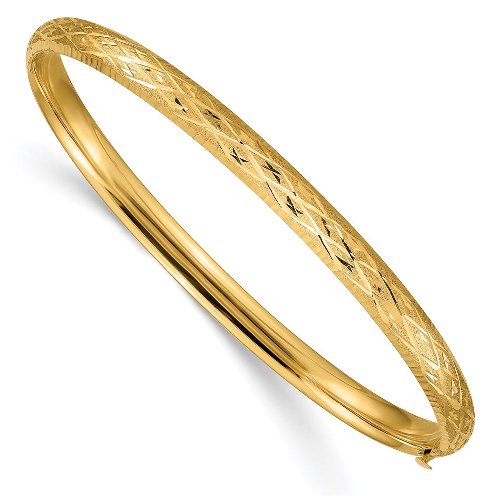 14K Gelbgold 3/16 Diamantiert Fantasie Klappbar Armreif Armband