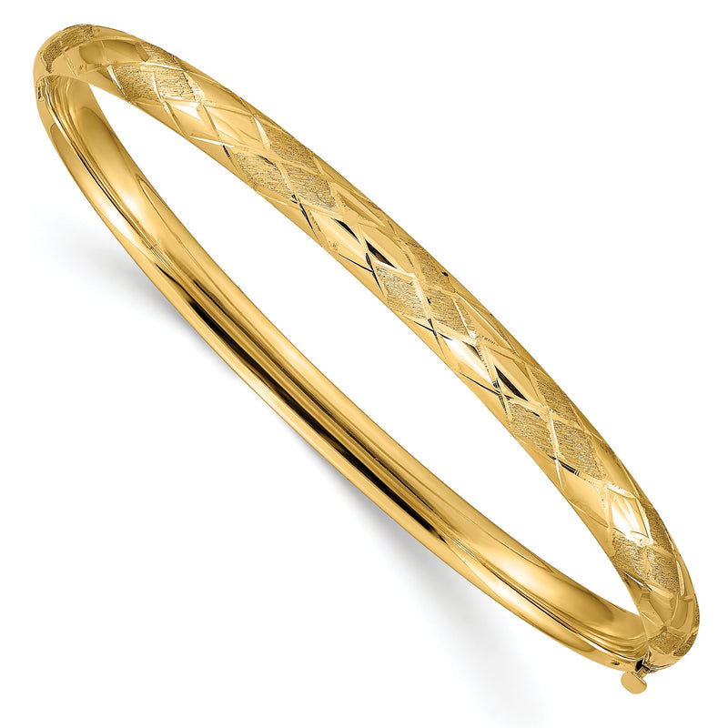 14K Gelbgold 3/16 Diamantiert Fantasie Klappbar Armreif Armband