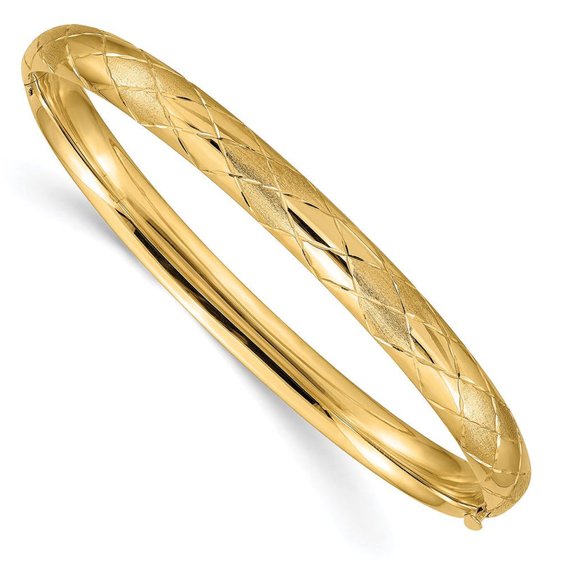 14K Gelbgold 4/16 Diamantiert Fantasie Klappbar Armreif Armband