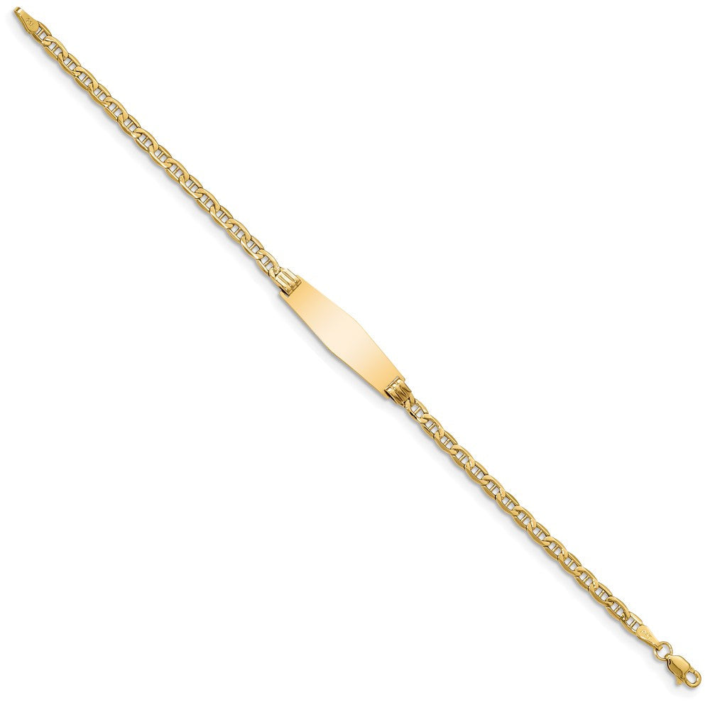 14K Halbmassiv Weich Diamant Form Anker Glieder Id Armband