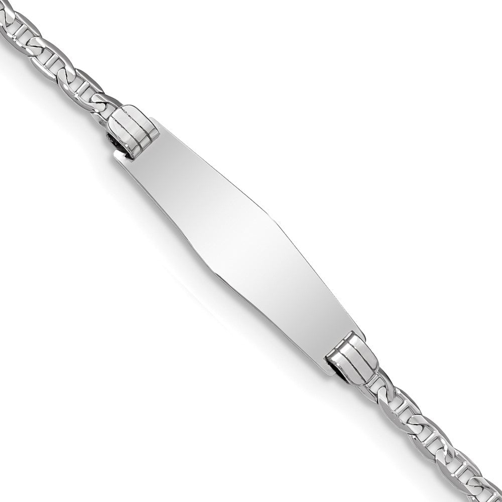 14K Wg Halbmassiv Weich Diamant Form Anker Glieder Id Armband