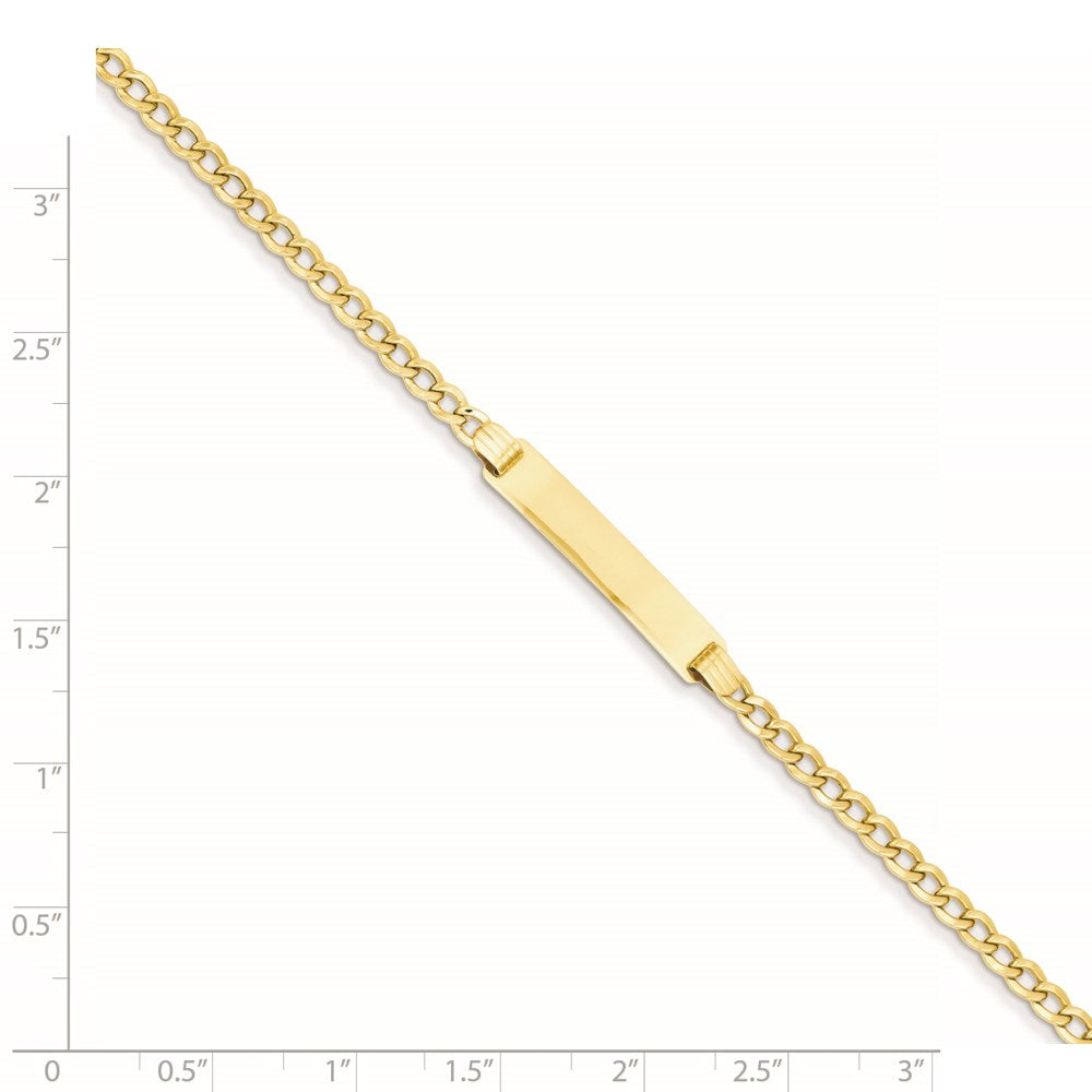 14K Gelbgold Poliert Halbmassiv Kette/solid Platte Kubanisch Glieder 25.5x5mm 7 Zoll Id Armband