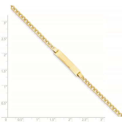 14K Gelbgold Poliert Halbmassiv Kette/solid Platte Kubanisch Glieder 25.5x5mm 7 Zoll Id Armband