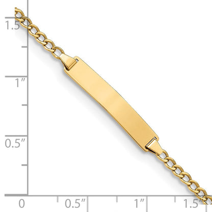 14K Gelbgold Poliert Halbmassiv Kette/solid Platte Kubanisch Glieder 23x4.3mm 7 Zoll Id Armband