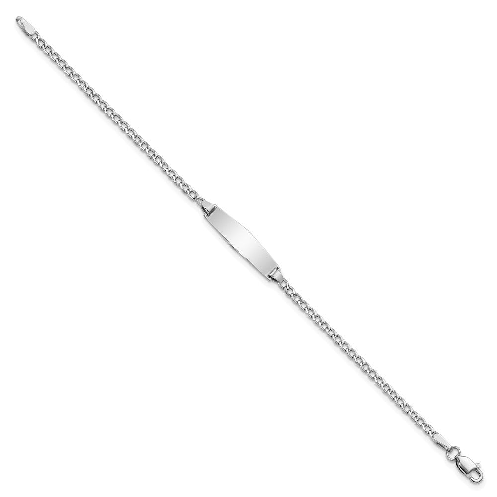 Massiv 14K Weißgold Halbmassiv Weich Diamant Form Kubanisch Id Armband
