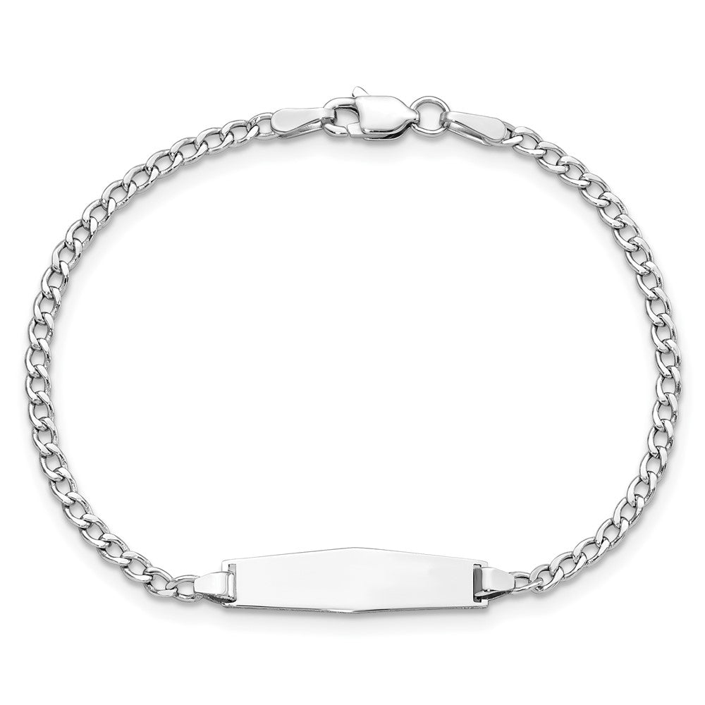 Massiv 14K Weißgold Halbmassiv Weich Diamant Form Kubanisch Id Armband
