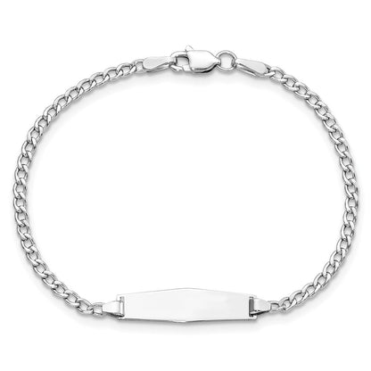 Massiv 14K Weißgold Halbmassiv Weich Diamant Form Kubanisch Id Armband