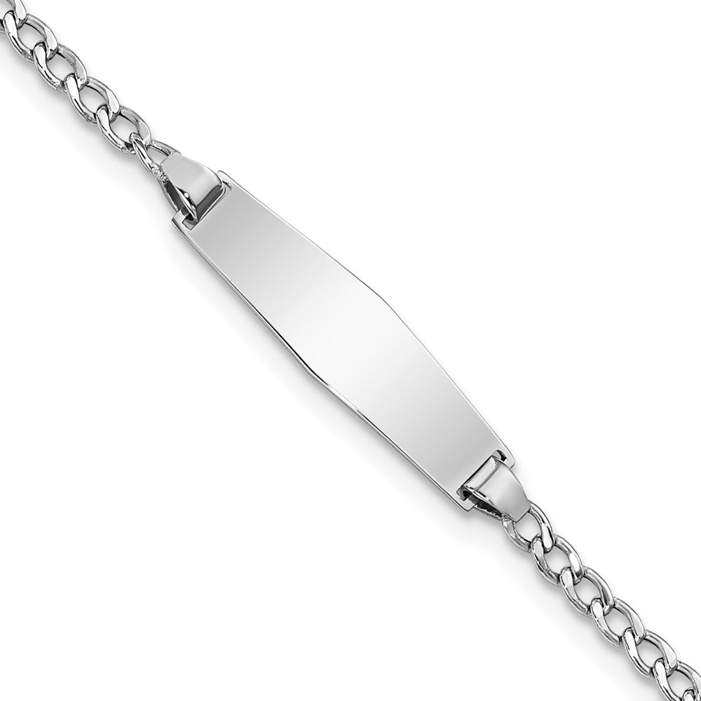 Massiv 14K Weißgold Halbmassiv Weich Diamant Form Kubanisch Id Armband