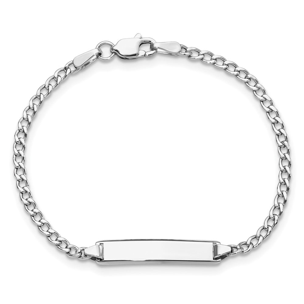 5.5 Zoll 14K Wg Poliert Halbmassiv Kubanisch Id Armband