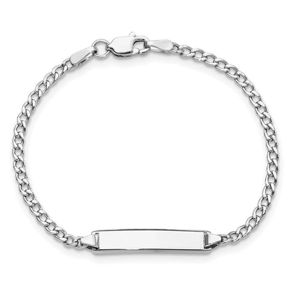 5.5 Zoll 14K Wg Poliert Halbmassiv Kubanisch Id Armband