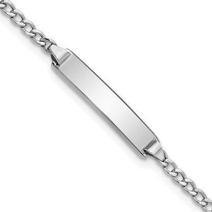 5.5 Zoll 14K Wg Poliert Halbmassiv Kubanisch Id Armband