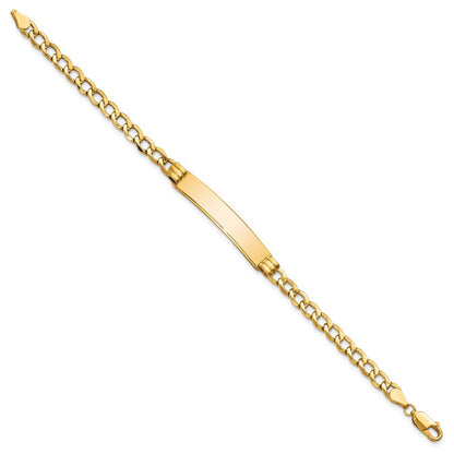 14K Poliert Halbmassiv Kubanisch Id Armband