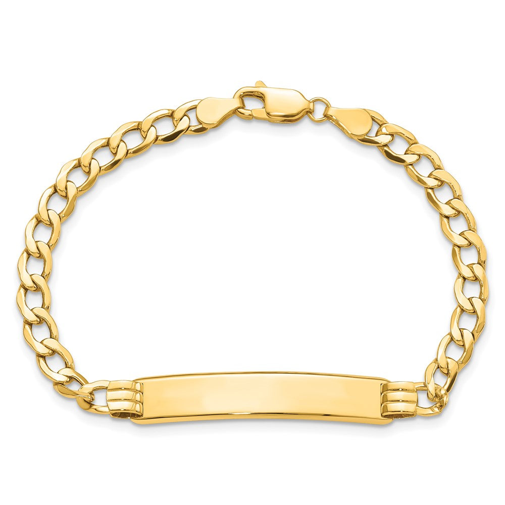 14K Poliert Halbmassiv Kubanisch Id Armband