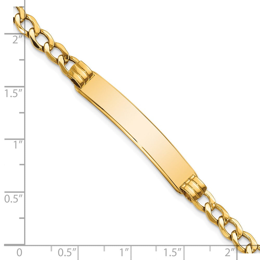 14K Poliert Halbmassiv Kubanisch Id Armband