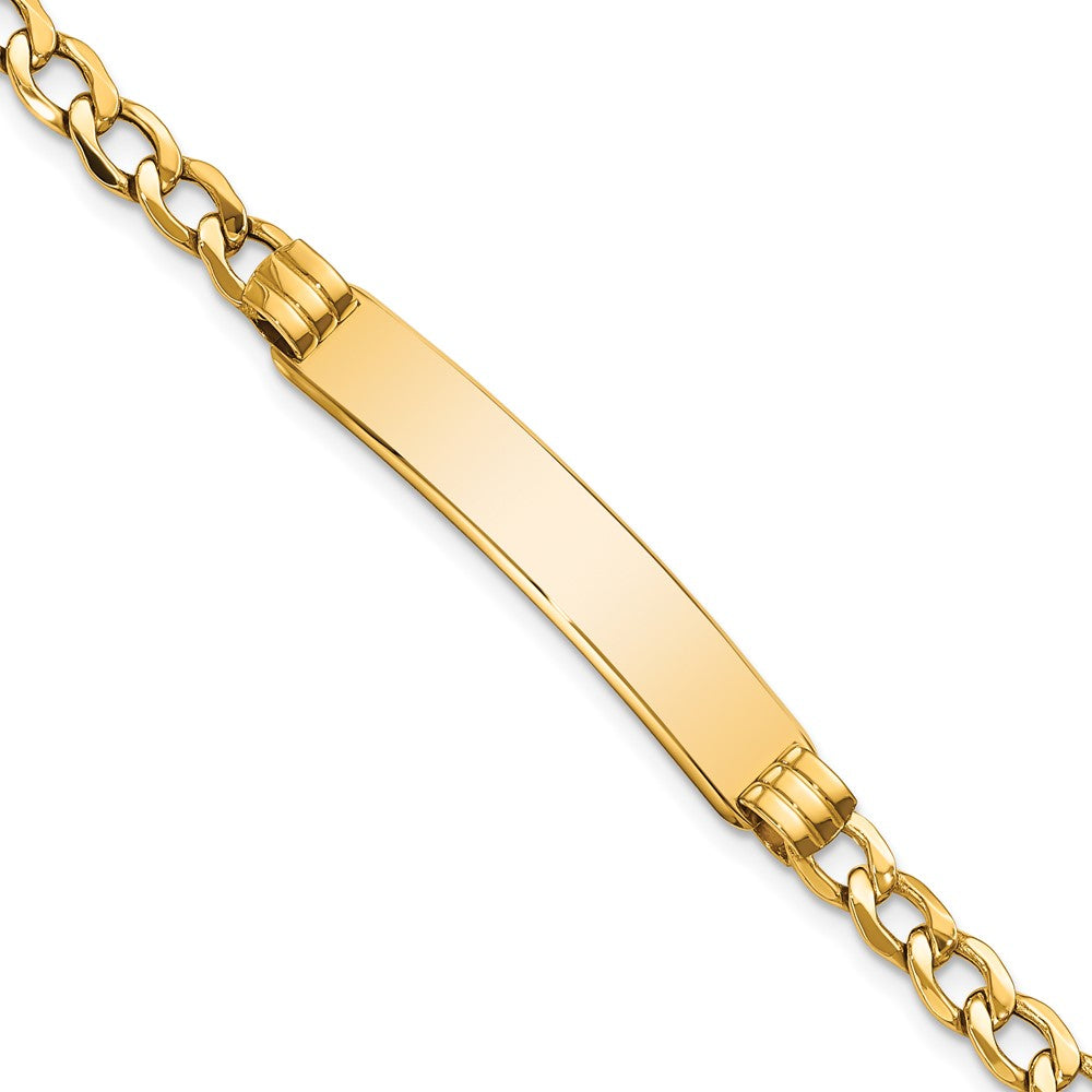 14K Poliert Halbmassiv Kubanisch Id Armband