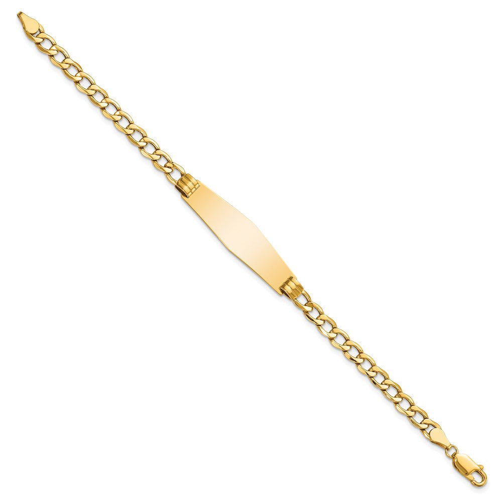 14K Poliert Halbmassiv Weich Diamant Form Kubanisch Id Armband