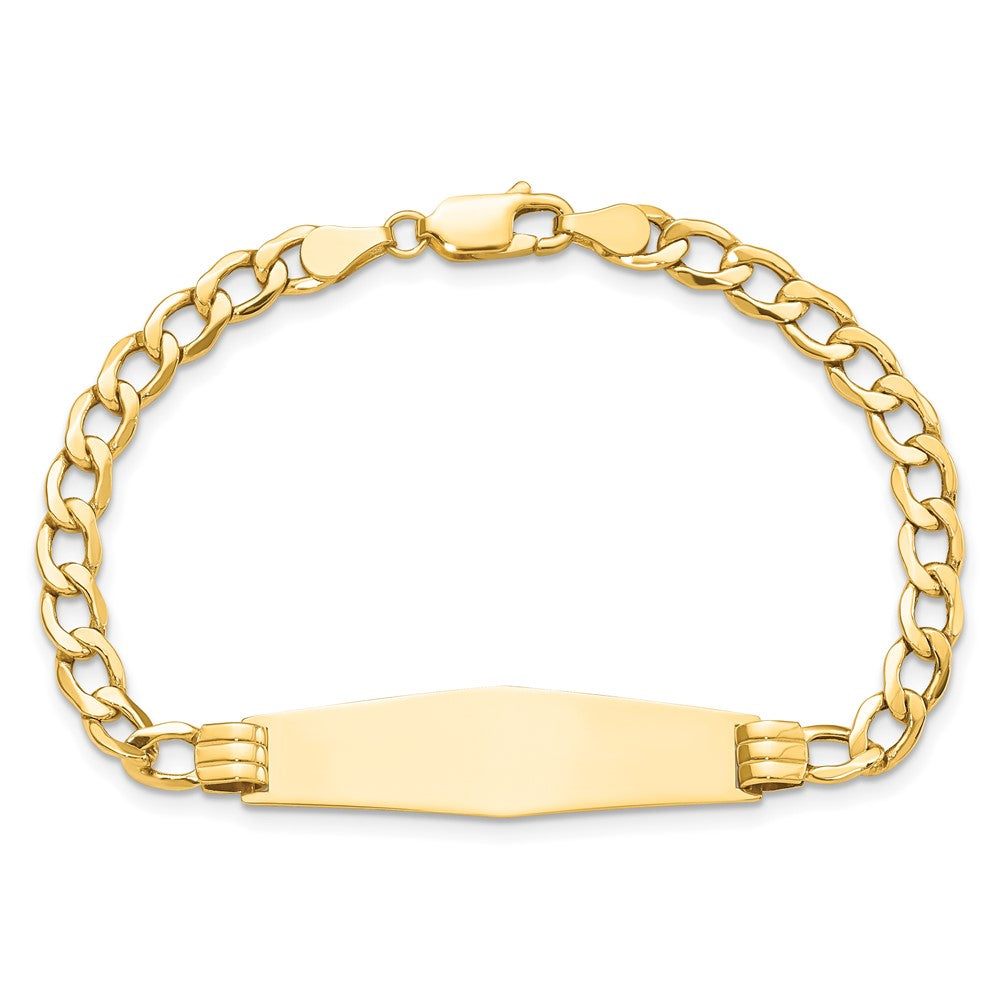 14K Poliert Halbmassiv Weich Diamant Form Kubanisch Id Armband
