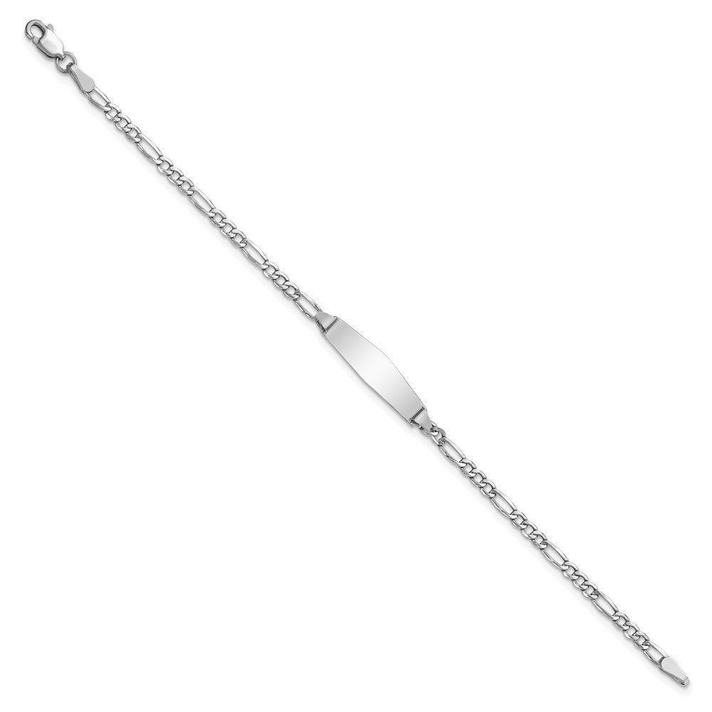 Massiv 14K Weißgold Halbmassiv Weich Diamant Form Figaro Id Armband