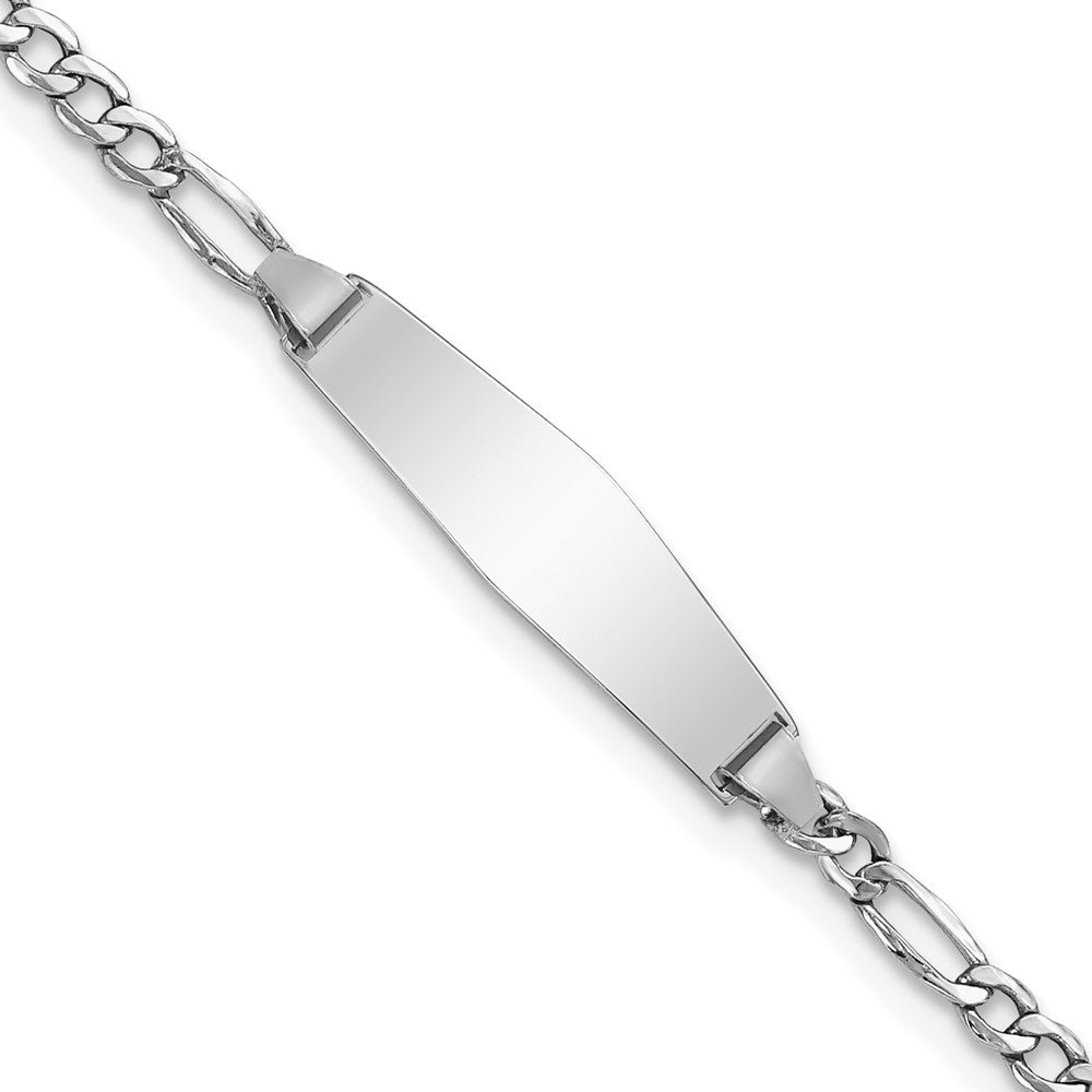 Massiv 14K Weißgold Halbmassiv Weich Diamant Form Figaro Id Armband