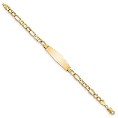 14K Poliert Halbmassiv Weich Diamant Form Figaro Id Armband
