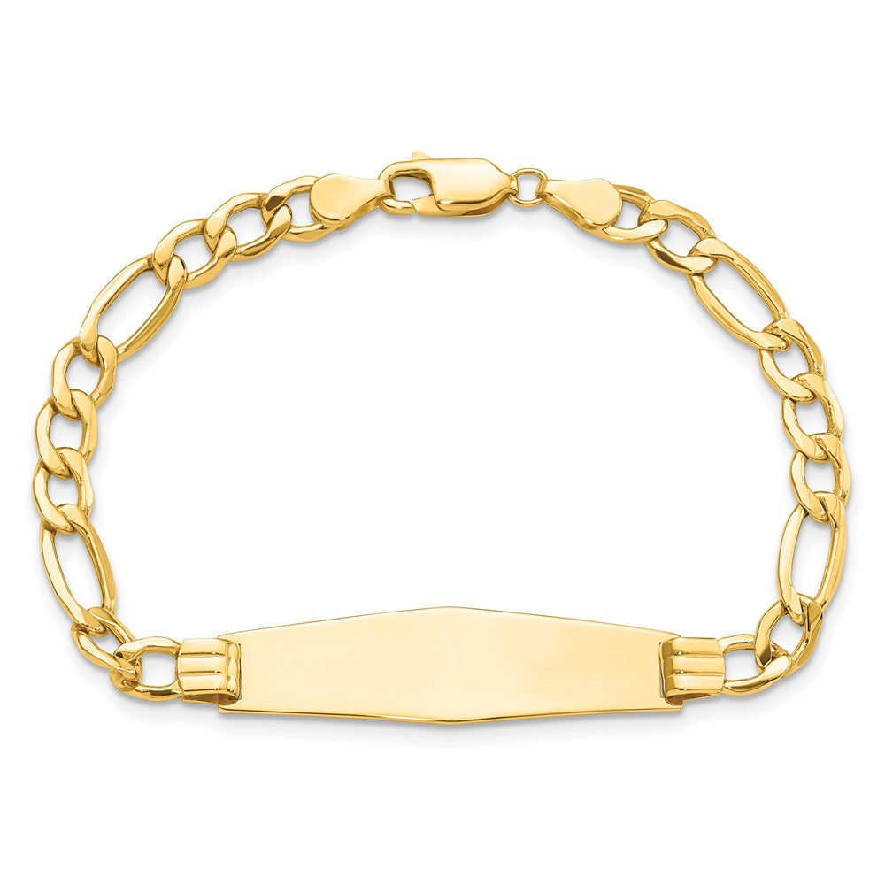 14K Poliert Halbmassiv Weich Diamant Form Figaro Id Armband