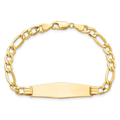 14K Poliert Halbmassiv Weich Diamant Form Figaro Id Armband