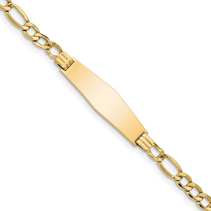 14K Poliert Halbmassiv Weich Diamant Form Figaro Id Armband