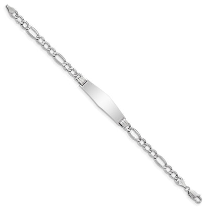 14K Wg Poliert Halbmassiv Weich Diamant Form Figaro Id Armband