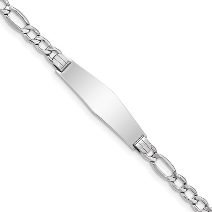 14K Wg Poliert Halbmassiv Weich Diamant Form Figaro Id Armband