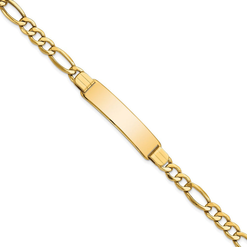 8 Zoll 14K Poliert Halbmassiv Figaro Id Armband