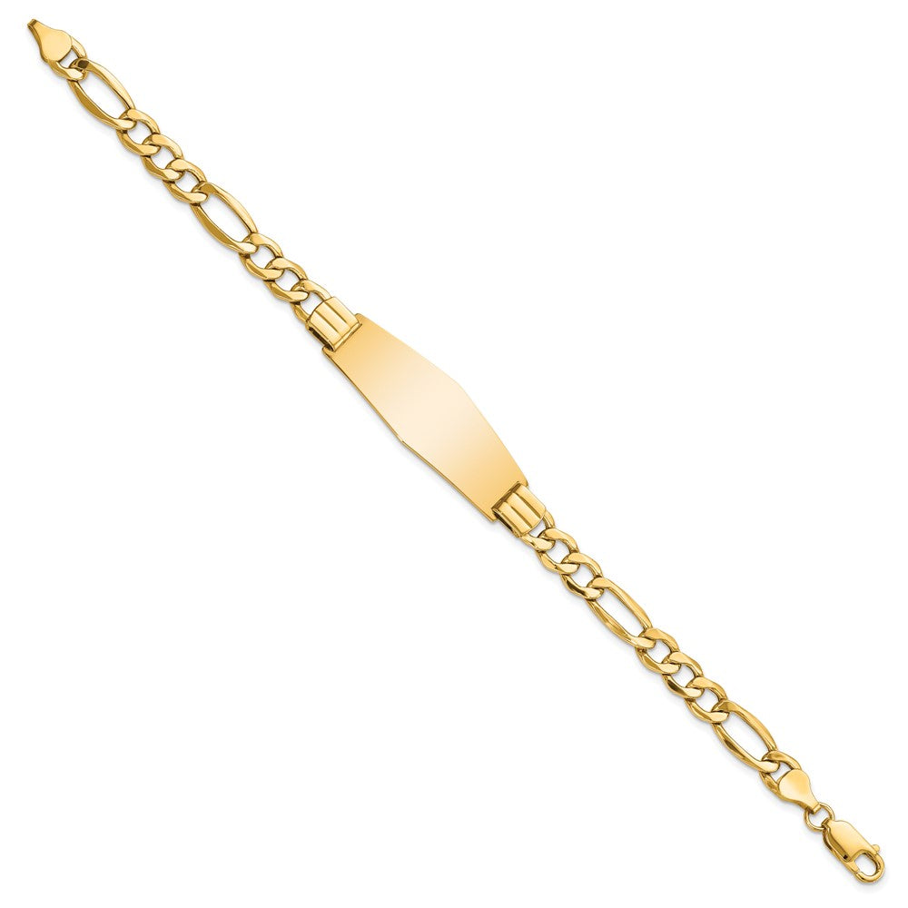8 Zoll 14K Poliert Halbmassiv Weich Diamant Form Figaro Id Armband
