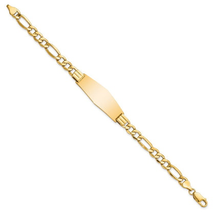 8 Zoll 14K Poliert Halbmassiv Weich Diamant Form Figaro Id Armband