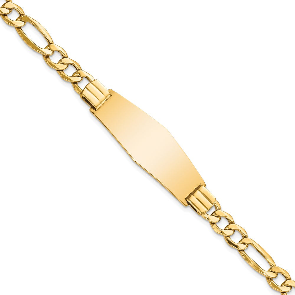 8 Zoll 14K Poliert Halbmassiv Weich Diamant Form Figaro Id Armband