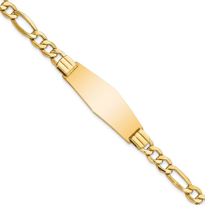 8 Zoll 14K Poliert Halbmassiv Weich Diamant Form Figaro Id Armband