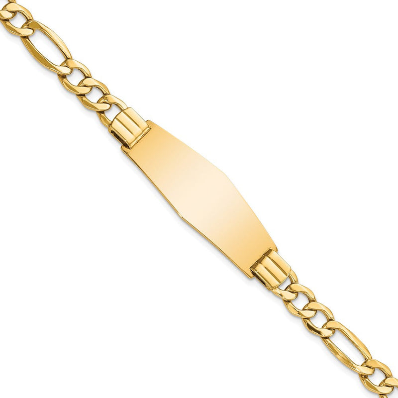 8 Zoll 14K Poliert Halbmassiv Weich Diamant Form Figaro Id Armband