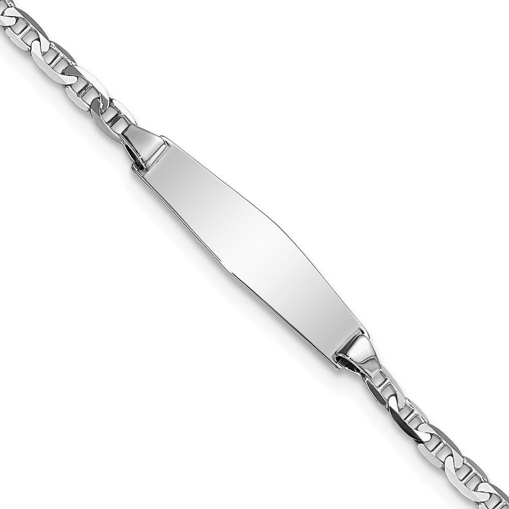 Massiv 14K Weißgold Halbmassiv Weich Diamant Form Anker Id Armband