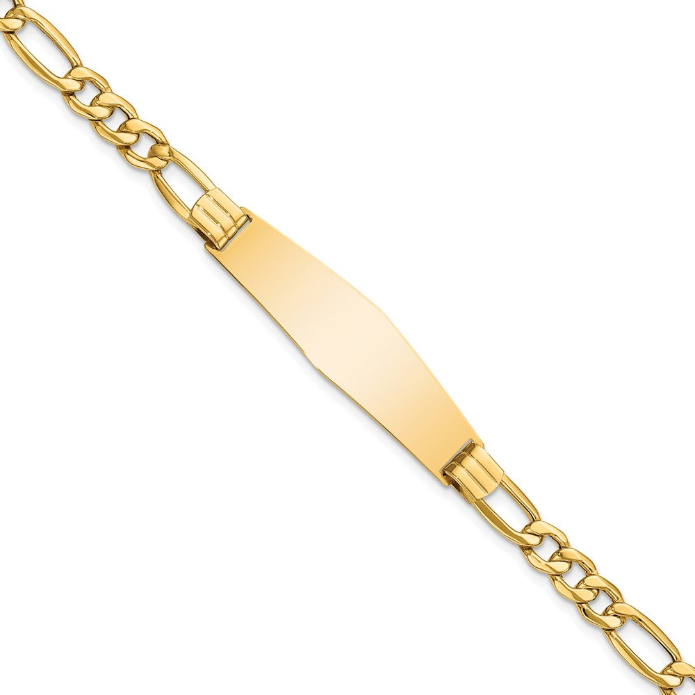 8 Zoll 14K Halbmassiv Figaro Glieder Weich Diamant Form Id Armband