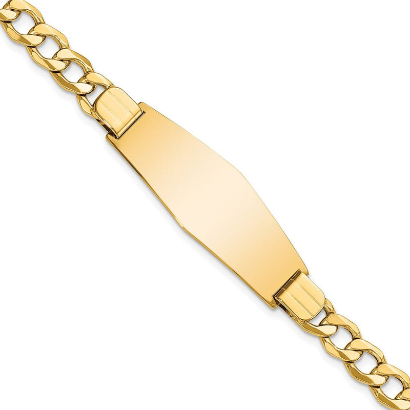 14K Halbmassiv Weich Diamant Form Panzer Glieder Id Armband