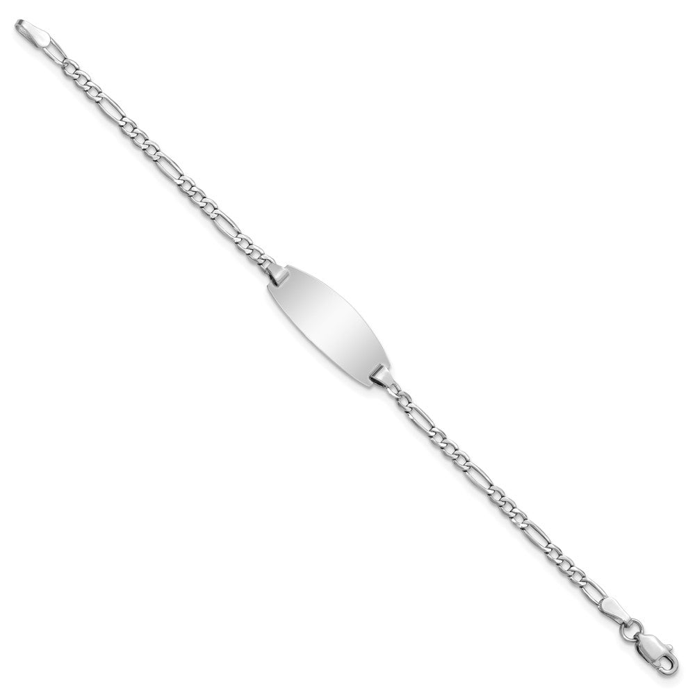 14K Weißgold Halbmassiv Oval Figaro Id Armband