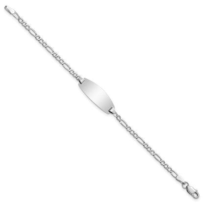 14K Weißgold Halbmassiv Oval Figaro Id Armband