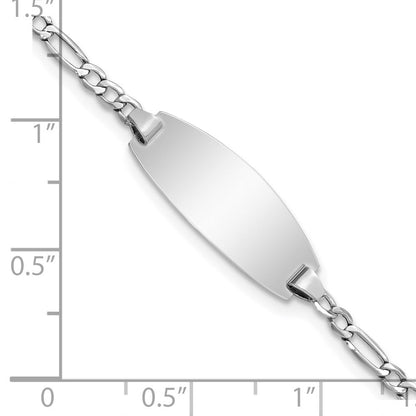 14K Weißgold Halbmassiv Oval Figaro Id Armband