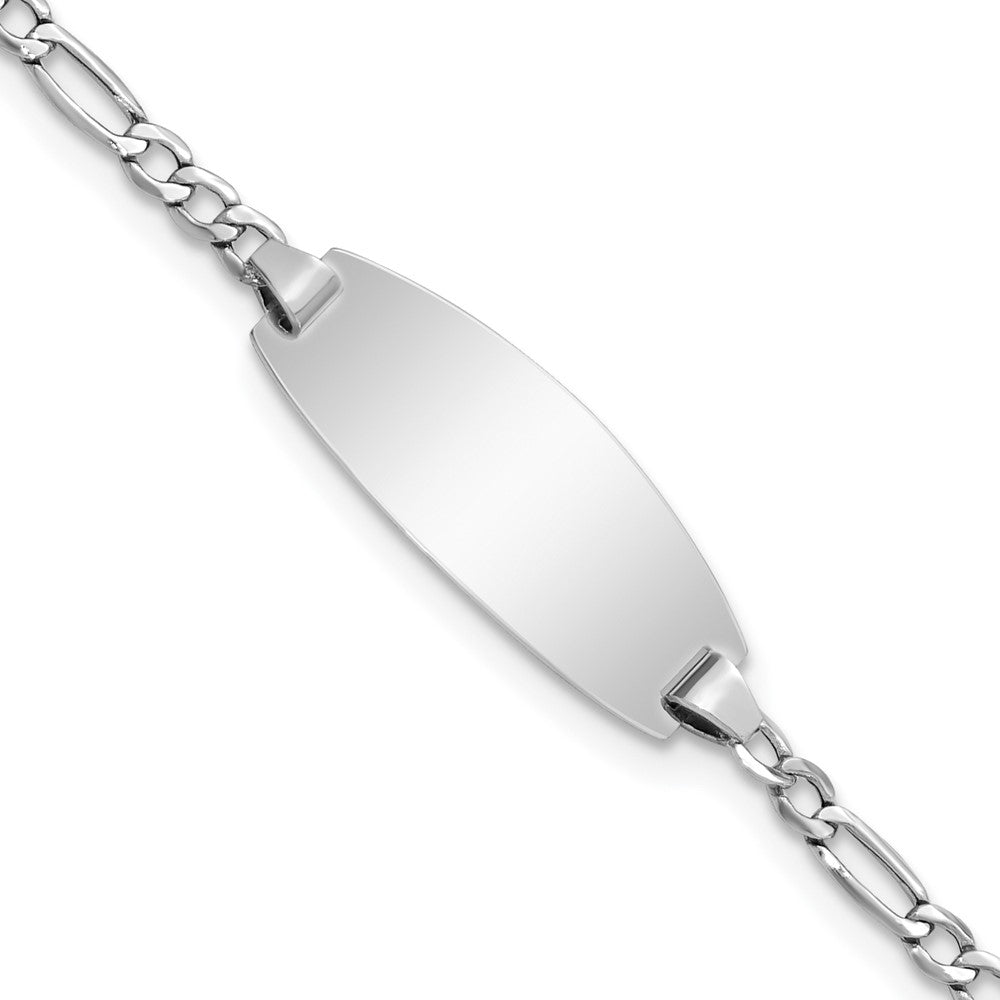 14K Weißgold Halbmassiv Oval Figaro Id Armband