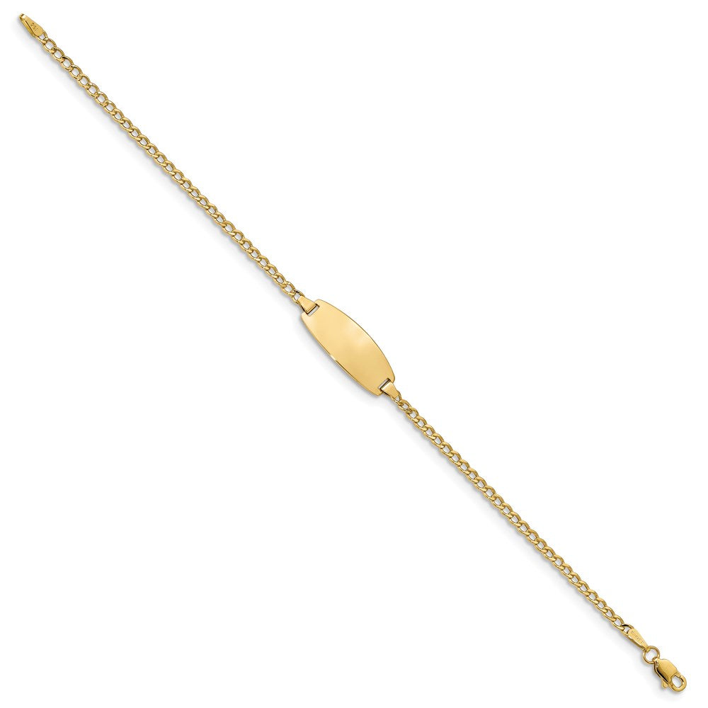 14K Gelbgold Poliert Halbmassiv Kette/solid Platte Panzer Glieder Oval 18.5x8.5mm 7 Zoll Id Armband