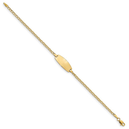 14K Gelbgold Poliert Halbmassiv Kette/solid Platte Panzer Glieder Oval 18.5x8.5mm 7 Zoll Id Armband