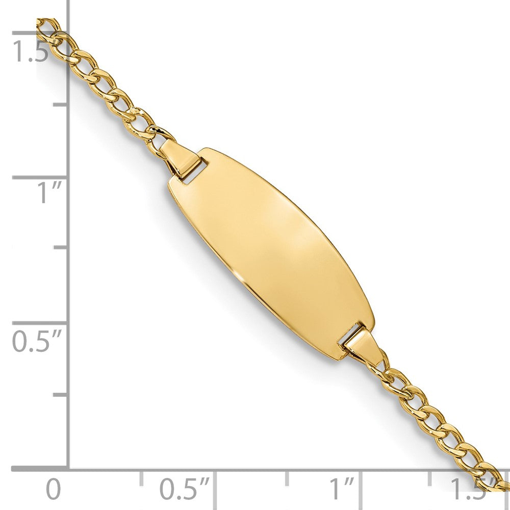 14K Gelbgold Poliert Halbmassiv Kette/solid Platte Panzer Glieder Oval 18.5x8.5mm 7 Zoll Id Armband