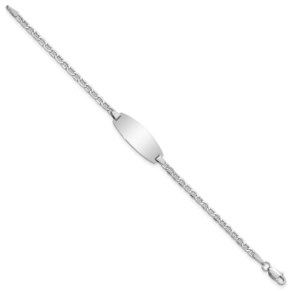 14K Weißgold Halbmassiv Oval Anker Id Armband