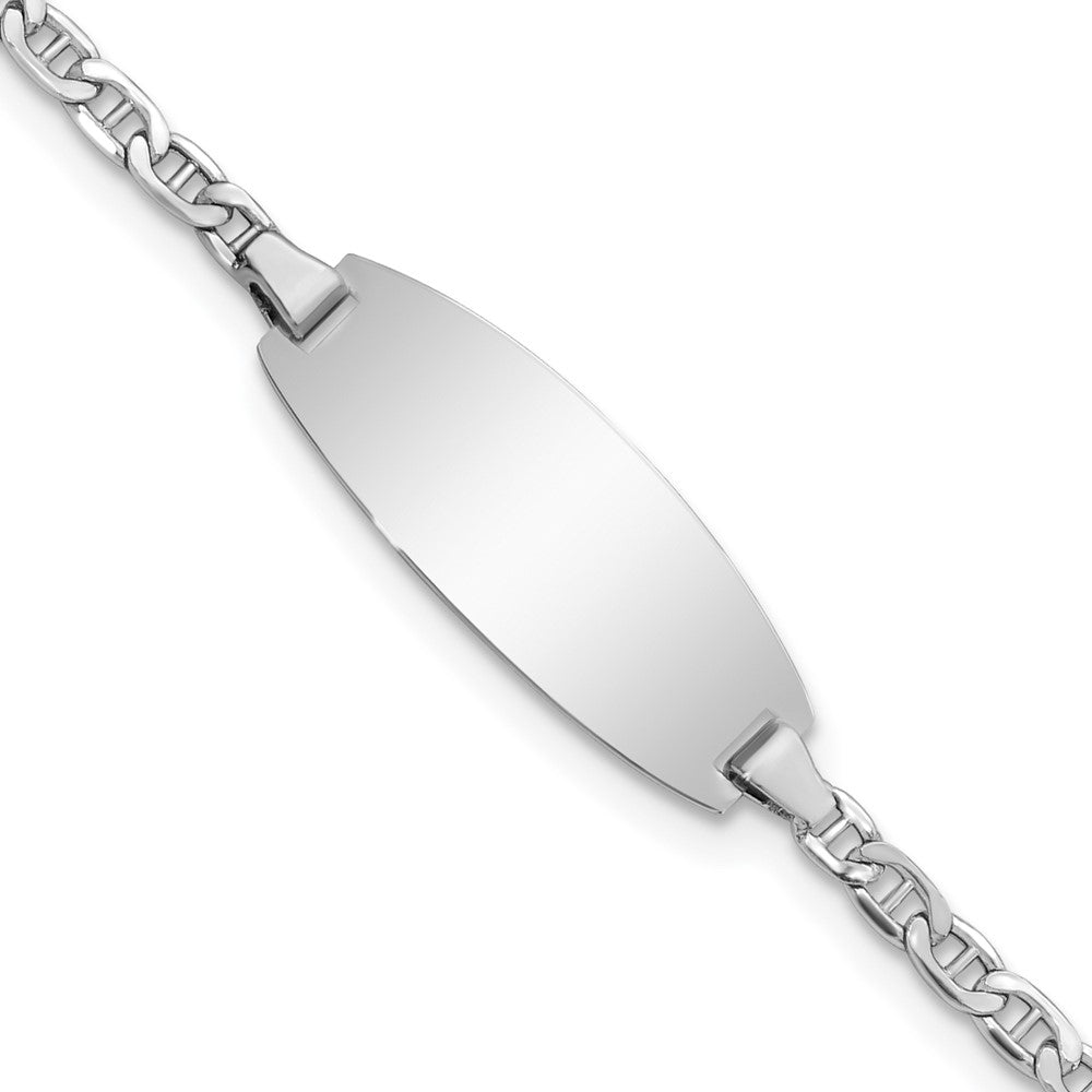 14K Weißgold Halbmassiv Oval Anker Id Armband