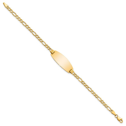 14K Halbmassiv Oval Id Figaro Armband