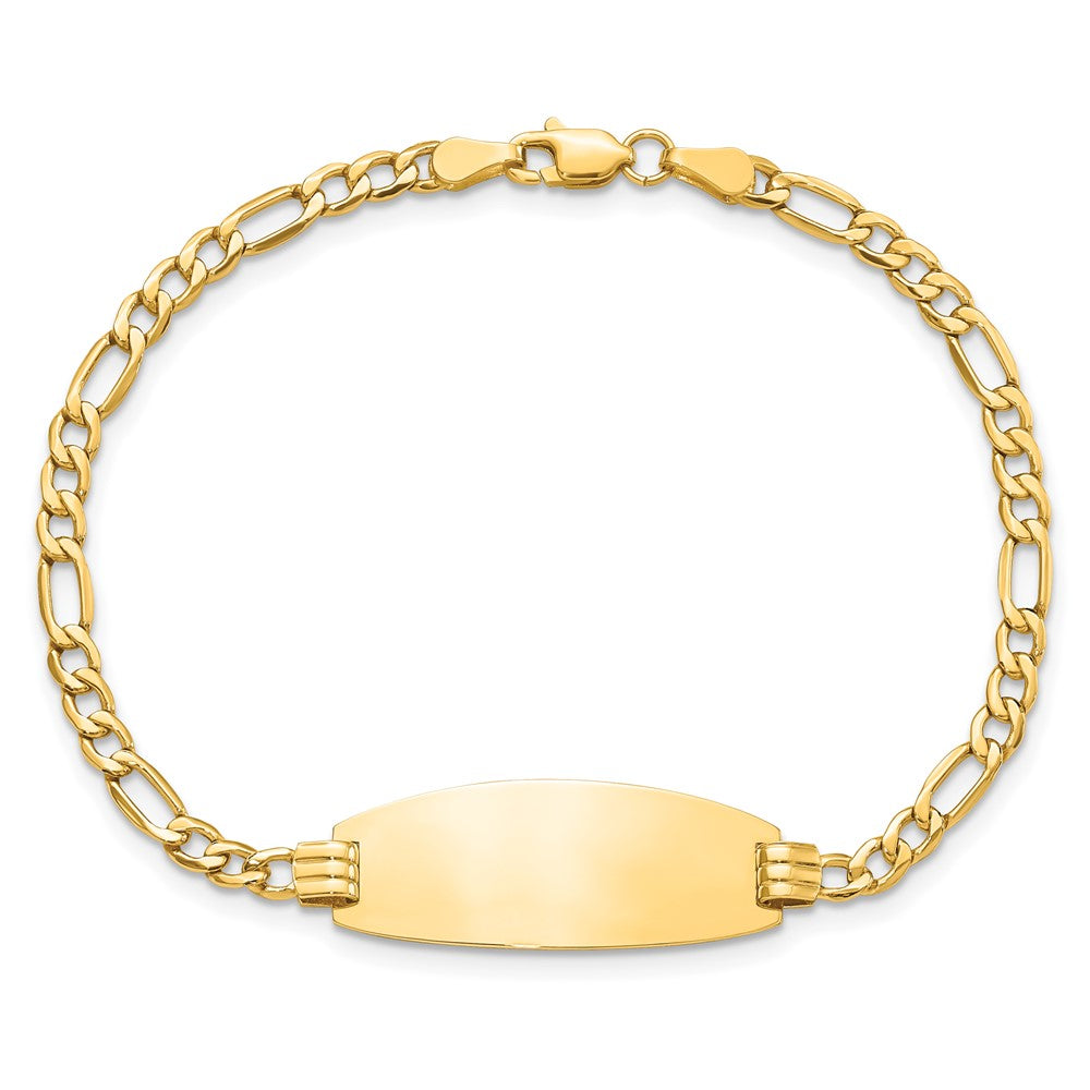 14K Halbmassiv Oval Id Figaro Armband